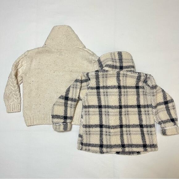 18M WINTER BUNDLE | Carter’s Plaid Fleece Coat & Baby B'Gosh White Cardigan - Picture 2 of 6